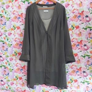 Windsmoor Olive Green Silk Jacket Tank Set Size 14